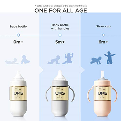 2 מארז של גודל [1 חודש+] תינוקות תינוק האכלת בקבוק 8.8 עוז. / 260 מ ל, לבן עם סיליקון הפטמה-אנטי